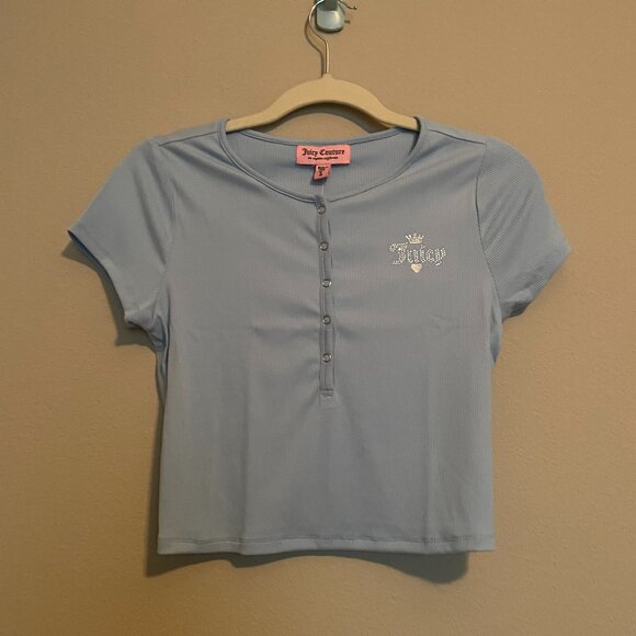 Juicy Couture Tops - Juicy Couture, S, Cropped Henley Tee.